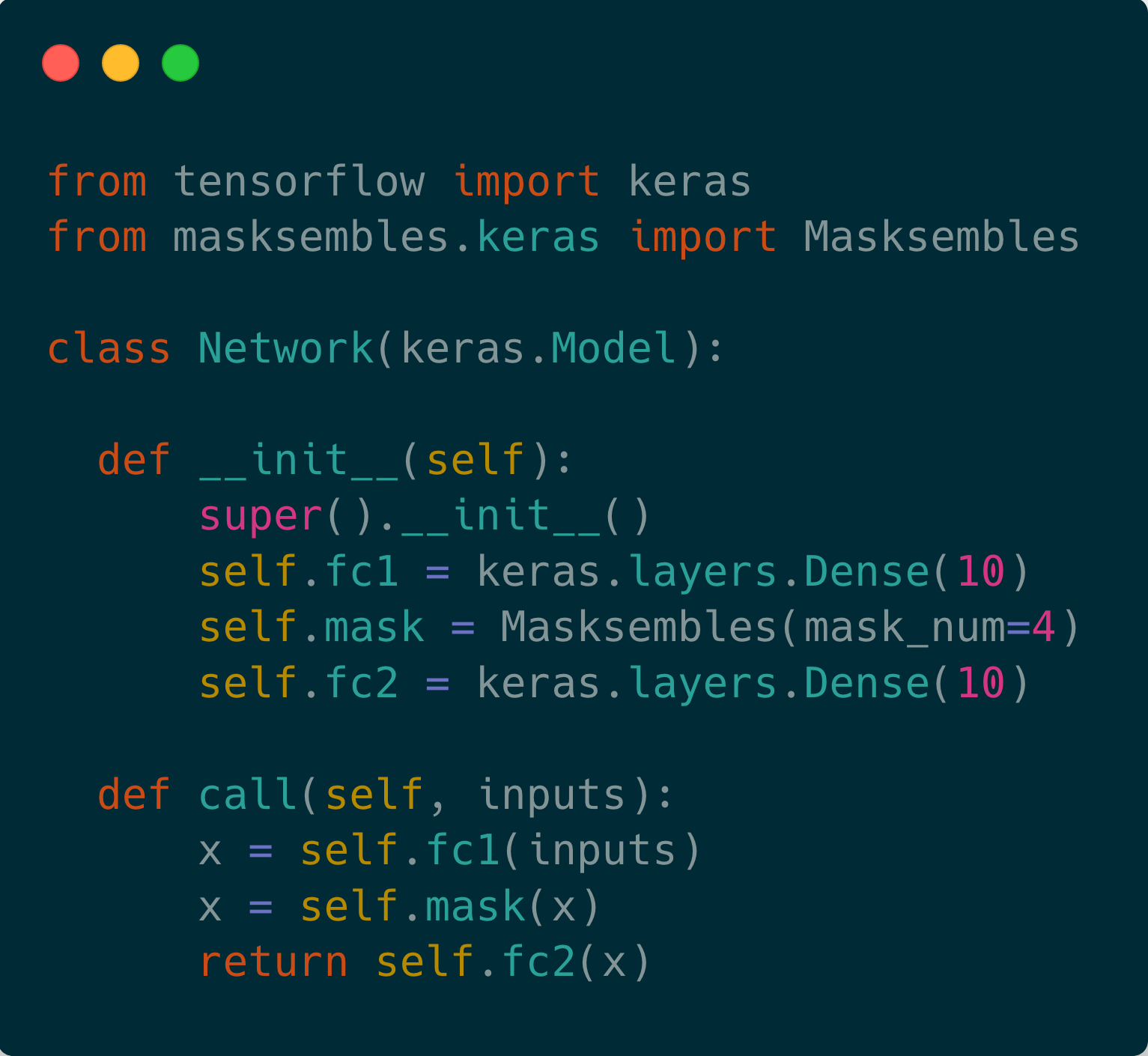 Keras code snippet